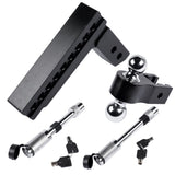 2" Receiver 8" Drop Rise Upgraded Adjustable Trailer Hitch Dual Solid Ball 2" and 2-5/16" 16823396