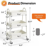 ZUN 3 Tier Small Rolling Cart, Metal Utility Storage Organizer Kitchen Trolley Bathroom Laundry Room Bar 03465103