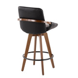 Cosmo Mid-Century Counter Stool in Walnut and Black Faux Leather by LumiSource B202P222361