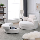 Welike Swivel Accent Barrel Modern Sofa Lounge Club Big Round Chair with Storage Ottoman W83469823