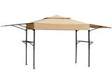 3.3x12.5FT Double Top Grill Gazebo, Khaki Polyester BBQ Canopy with Adjustable Side Sunshades, Black 83798018