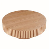 ZUN Natural Wood Coffee 39.37 MDF coffee table Modern Handcraft Drum Coffee Circle Coffee W876P188696