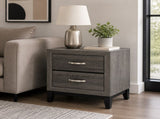 2 Drawer Nightstand Modern Bedside Table with Storage, Wood Grain Finish, Solid Wood Frame, Bedroom B2770P509777