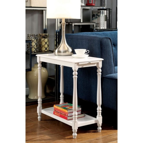 ZUN Modern Transitional White 1pc Side Table/Nightstand Hidden Tray Open Shelf Sofa Side Table Turned B011P191542