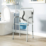 ZUN Grey multi-functional portable toilet chair with adjustable height 05796679