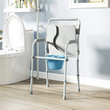 ZUN Grey multi-functional portable toilet chair with adjustable height 05796679