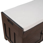 ZUN Storage Bench with 3 Shutter-shaped Doors, Shoe Bench with Removable Cushion and Hidden Storage 58461995