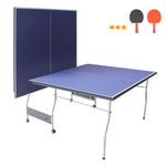 ZUN 8ft Mid-Size Table Tennis Table Foldable & Portable Ping Pong Table Set for Indoor & Outdoor Games 37877415