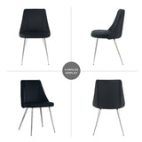 Modern simple velvet black dining chair home bedroom stool back dressing chair student desk chair W210115307