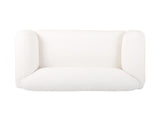 Boucl Fabric Loveseat Sofa - 50 Inch White Upholstered 2-Seater with Black Legs, Comfortable & N762P407898W
