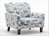 Patterned Polyester Blend Armchair, Solid Birch Wood Frame with Brown Tapered Legs, Foam Padded 81936678