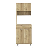 ZUN Pantry Cabinet 67" H, Four Doors, One Drawer, Three Internal Shelves, 2 External Storage Shelves, B097133017