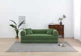 Convertible Sleeper Sofa Bed with Cylindrical Pillow - Corduroy Folding Mattress Couch with W3199P322614