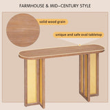 TREXM Farmhouse Rattan Console Entryway, Narrow Console with Storage, Hallway N715P245743D