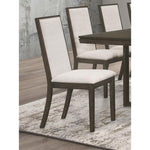 ZUN Set of 2 Beige Fabric Upholstered Dining Chairs, Dark Grey B016P227297