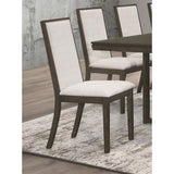 ZUN Set of 2 Beige Fabric Upholstered Dining Chairs, Dark Grey B016P227297