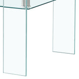 Rectangle Clear Glass Table, Modern Glass Table for Living Room, 2-Tier Storage Center W1718P153989