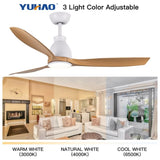 ZUN 52 In.Intergrated LED Ceiling Fan with Antique Brown Wood Graiin Blade W136756004