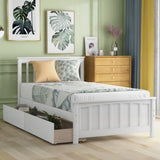 Twin size Platform Bed with Two Drawers, White WF195105AAK
