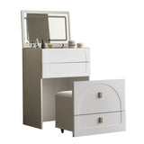 3 in 1 Vanity Desk, Flip Top Vanity Set with Mirror and 3 Drawer, Small Makeup Vanity Table with T3685P338704