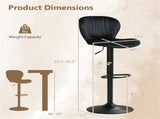 2-Pack Adjustable Height Bar Stools with 360&deg Swivel, Dutch Velvet Upholstered Bar Chai - Black 95222483