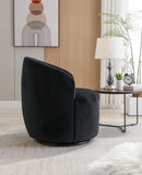 ZUN Velvet Fabric Swivel Accent Armchair Barrel Chair With Black Powder Coating Metal Ring,Black 52093817