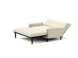 Ivory Corduroy Loveseat, Convertible Lounge Chair and Bed W570P195339