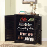 Shoe Cabinet with 5 Shelves and Louvered Doors, Espresso B016P356053
