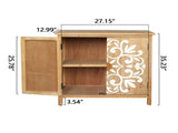 Rustic Wooden Accent Cabinet with Floral Carved Doors, 2 - Door Storage Cabinet for Living Room, W2295P365012