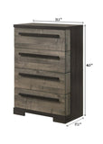 1pc Contemporary 4-Drawer Chest Brown Gray Finish Wooden Bedroom Furniture B011P210426