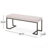Upholstered Button Tufted Bench,Beige and Bronze N757P256383A