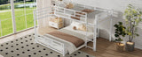 L-shaped Metal Twin over Full Size Bunk Bed, White N709P196510K