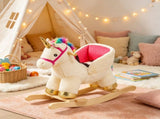 Toddler Unicorn Rocking Horse with Realistic Sound, Safety Belt & Wooden Base, for 18-36M 33058334
