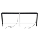 2 Pack 39.4" Narrow Console Sofa Table with Power Outlets and USB Ports, Long Couch Table with Metal 80830381
