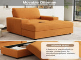 42.8" Oversized Chaise Lounge Chair with Storage Ottoman, Corduroy Sofa Bed with Cup Holders & USB N765P350851Y