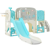 ZUN 11 in 1 Toddler Slide, Kids Slide for Toddler Age 1-3 with Basketball Hoop, Kids Slide Playset N710P176318C