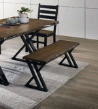 ZUN Industrial Style Dining Room 1pc Bench Only Black and Dark Oak Finish Wooden Seat X-Style Legs B011P208971