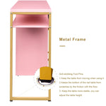 ZUN FCH pink particle board iron pipe 97*35*78cm 2 drawers and 1 door computer desk can be used in 37906813