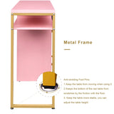 ZUN FCH pink particle board iron pipe 97*35*78cm 2 drawers and 1 door computer desk can be used in 37906813