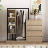 Wardrobe with 4 Drawers and 3 Shelves,Natural 92451045