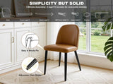 Brown Leather Identities Chair with Metal Legs, Armless Chair Set of 4 for Kitchen, Restaurant, T3967P497835