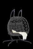 ZUN 2 Person Outdoor Rattan Hanging Chair Patio Wicker Egg Chair W874P146253