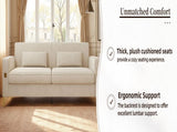 FX-P18-BEModern Beige Sofa Couch for Living Room, 85.83" Upholstered 3-Seater Sofa with Metal W57649843