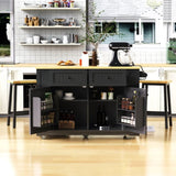 K&K 48 inch Large Kitchen Island with Drop Leaf,Power Outlet,Internal Rack,Rolling Kitchen N707P257057B