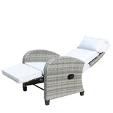 Outdoor Wicker Recliner Chair with Adjustable Backrest and Armrests,All Weather Conversation Chairs W209P292442