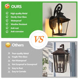 Outdoor Wall Lanterns 2-Pack, Black Waterproof Wall Sconce with Clear Glass Panels, Vintage Exterior W1340P239404