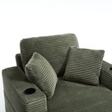 Corduroy Upholstered Chaise Lounge Sofa,Magazine bag,Detachable Cushions Deep Seat for Living W2120P322754