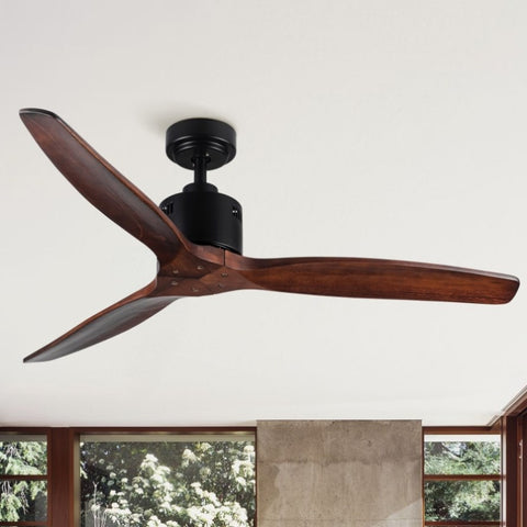 ZUN 52 Antique Brown Ceiling Fan without Light with Remote Control W1367P187076