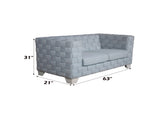 Saree Light Teal Chenille & White Finish Loveseat B2726P454998