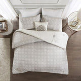 King/Cal King 4 Piece Embroidered Cotton Reversible Duvet Cover Set B035129165